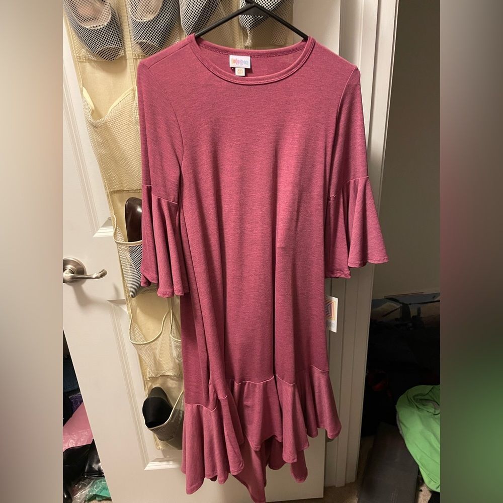 Lularoe Maurine dress XXS pink and black heathered